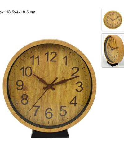 OROLOGIO TAVOLO/MURO Ø 18CM EFFETTO LEGNO