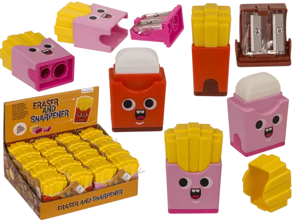 Gomma e doppio temperino "patatine fritte"