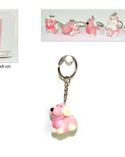 PORTACHIAVI ANIMALETTI CON STRASS ROSA 6 ASS.
