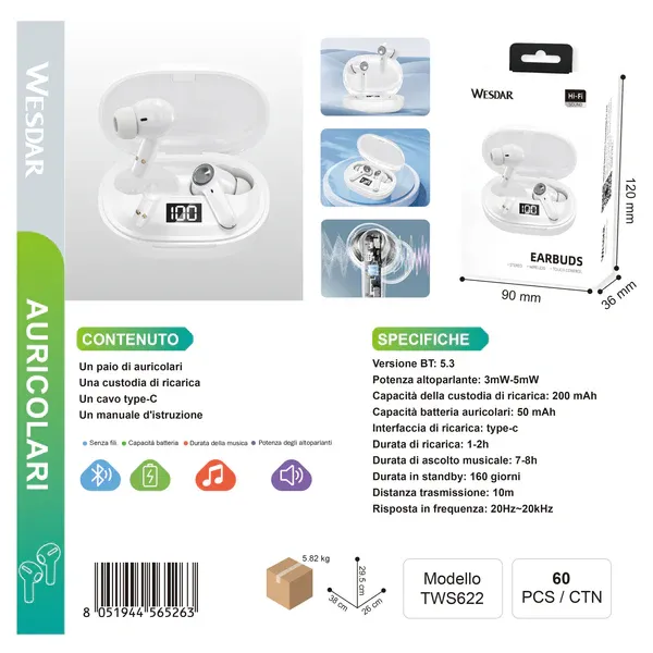 AURICOLARI WIRELESS TWS662