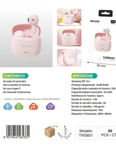 EARBUDS BEIGE TWS601