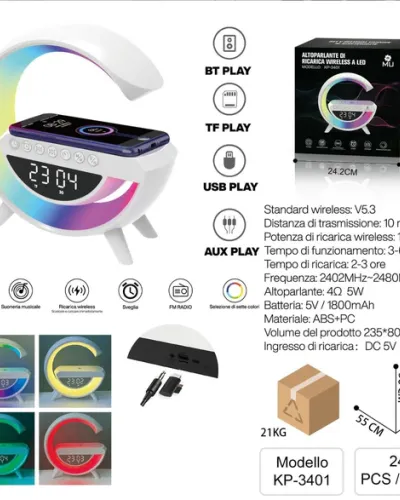ALTOPARLANTE CON RICARICA WIRELESS E LUCE LED