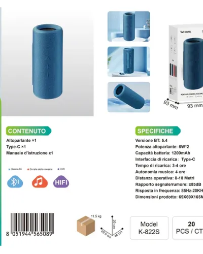 K822S BLUETOOTH SPEAKER BLU